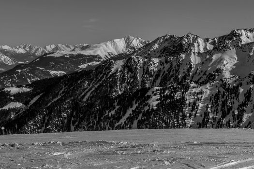 Beautiful mountaintops covered by snow