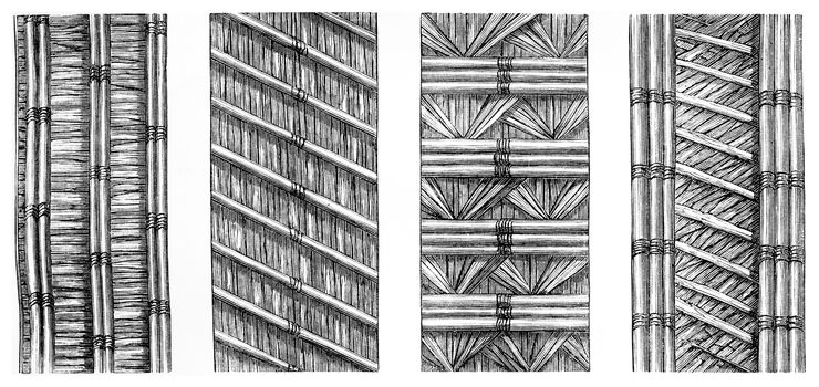 Roofing equipment used in the Pampa del Sacramento, vintage engraved illustration. Le Tour du Monde, Travel Journal, (1865).