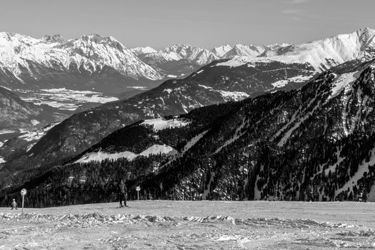 Beautiful mountaintops covered by snow