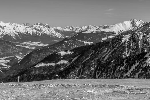 Beautiful mountaintops covered by snow