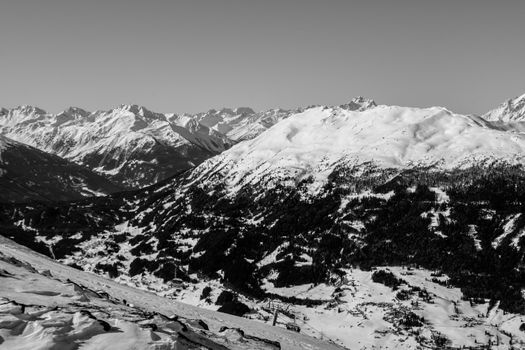 Beautiful mountaintops covered by snow