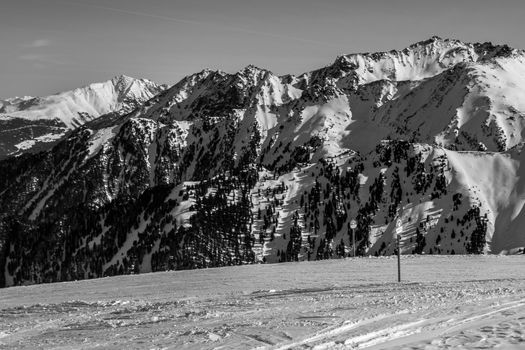 Beautiful mountaintops covered by snow