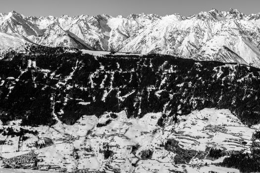 Beautiful mountaintops covered by snow