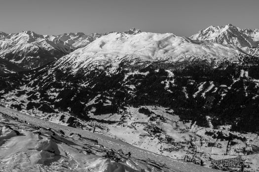 Beautiful mountaintops covered by snow