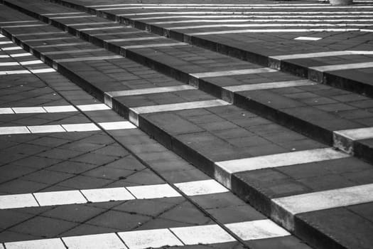 White stripes on urban stairs of stone