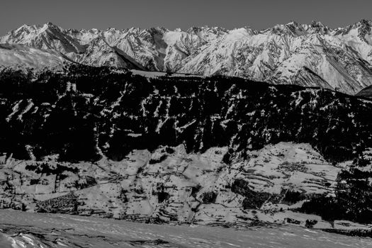 Beautiful mountaintops covered by snow