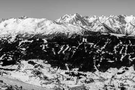 Beautiful mountaintops covered by snow