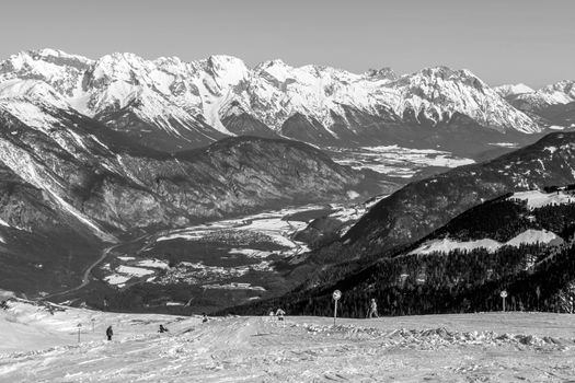 Beautiful mountaintops covered by snow