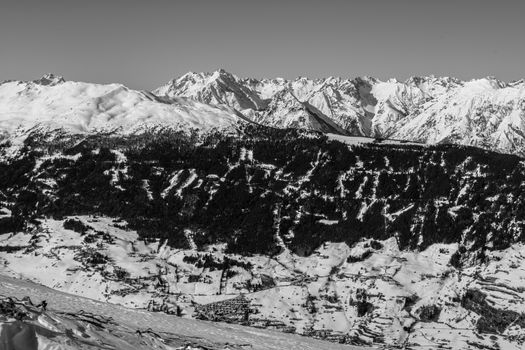 Beautiful mountaintops covered by snow