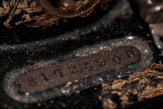 Closeup of numbers on an old vintage sewing machine