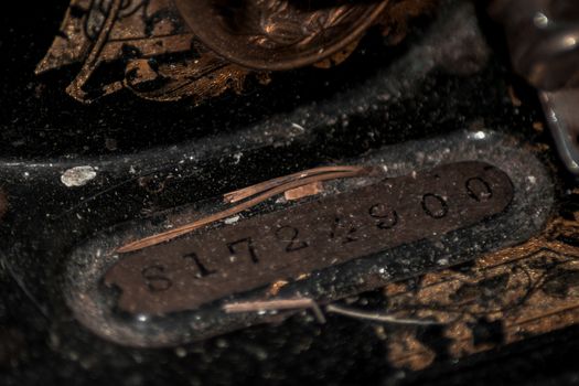 Closeup of numbers on an old vintage sewing machine