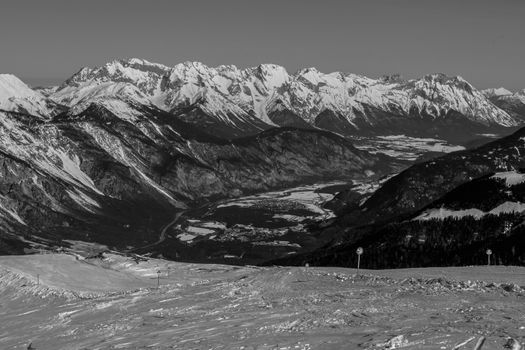 Beautiful mountaintops covered by snow