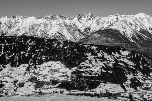 Beautiful mountaintops covered by snow