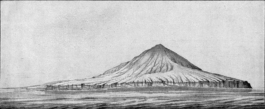 The Krakatoa volcano before the eruption of 1883, vintage engraved illustration. From the Universe and Humanity, 1910.
