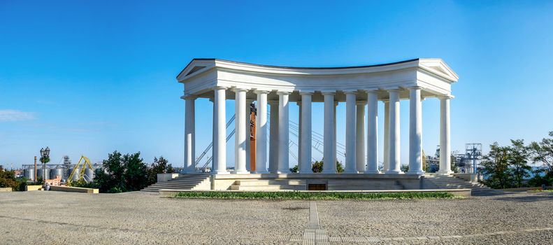 Odessa, Ukraine - 09.059.2019. Restored Colonnade at Vorontsov Palace in Odessa, Ukraine, at the sunny summer morning