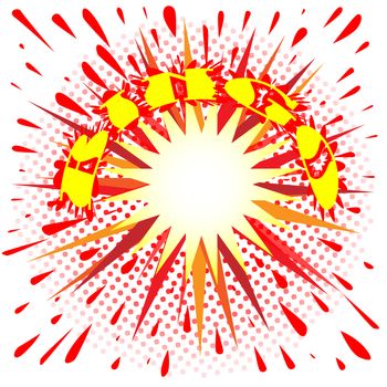 A red and yellow isolated cartoon comic style isolated explosion with the text bingo