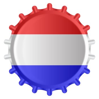 A typical metal glass bottle cap in red white and blue isolated on a white background