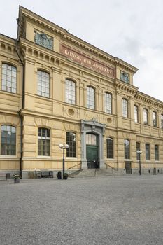 Stockholm, Sweden. September 2019.  panoramic view of the Swedish National Library from the park