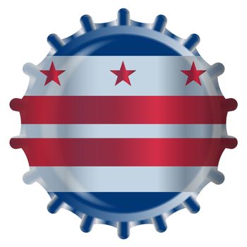 A typical metal glass bottle cap in Washington D.C. state flag colors isolated on a white background