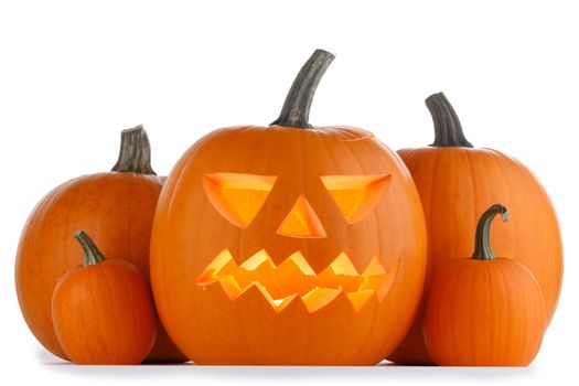 Three Halloween Pumpkins isolated on white background