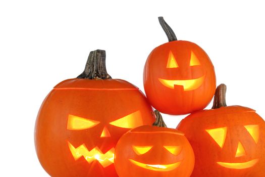 Group of Halloween Pumpkins isolated on white background