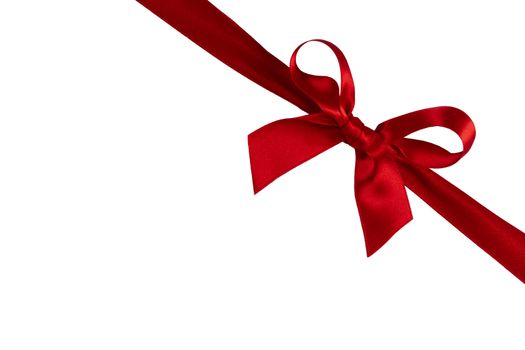 Red gift bow isolated on white background