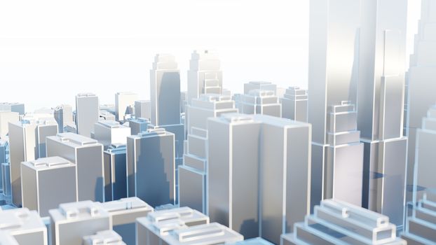 3d abstract modern city in sunny day. 3D illustration