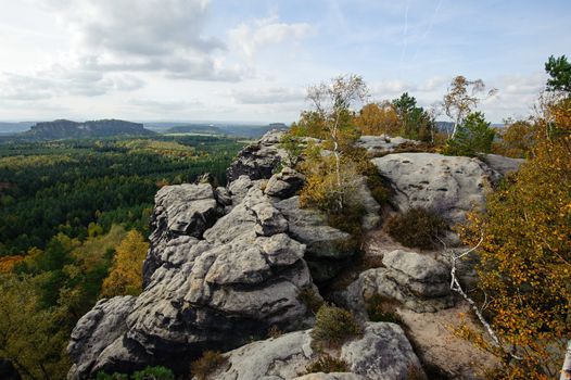 Autumn landscape - rocks, forests - all beautifully colored