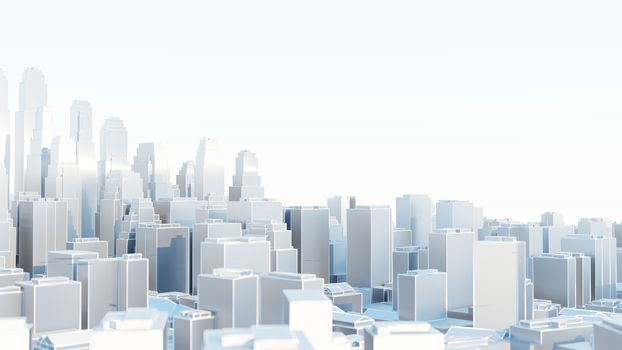 3d abstract modern city in sunny day. 3D illustration