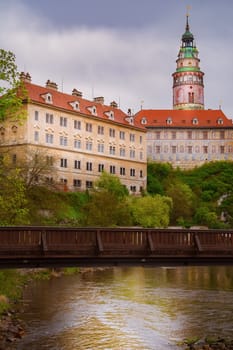 Bridge over the Vltava in Cesky Krumlov, Czech Republic 