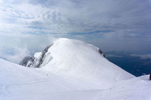 Trekking sport activity in Italian alps vacation