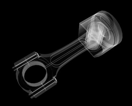 Piston X-Ray style. Isolated on black background. 3D illustration