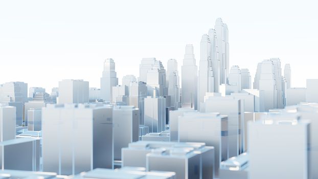 3d abstract modern city in sunny day. 3D illustration