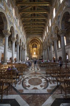 Interior of the Church of Monreale, in Sicily: a magnificent example of historic architecture in the town near Palermo