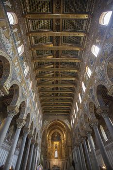 Interior of the Church of Monreale, in Sicily: a magnificent example of historic architecture in the town near Palermo