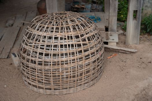 Thai chicken coop layered. It is a cage for keeping poultry in