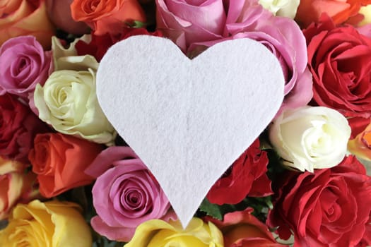 The picture shows a white heart in roses.
