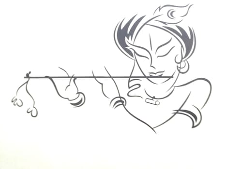 Sketch of Lord Krishna the Indian deity