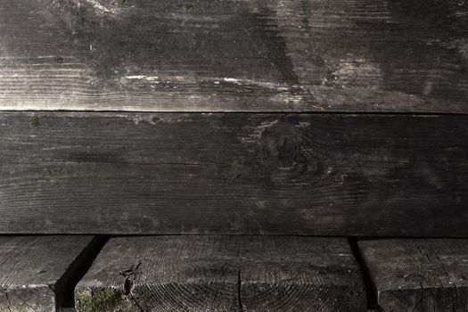 Old grungy and weathered wood surface wall plank texture corner background