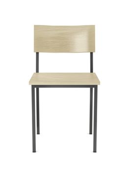 Modern chair made from wood and metal on white background