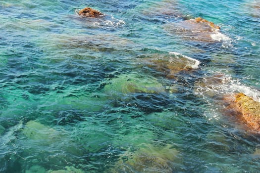 seascape,sea and rocks seen from above,Scilla