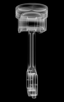Piston X-Ray style. Isolated on black background. 3D illustration