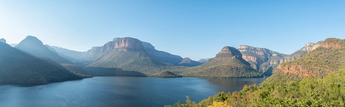 Panoramic view of the Blyderivierspoort Dam and the Blyde River Canyon