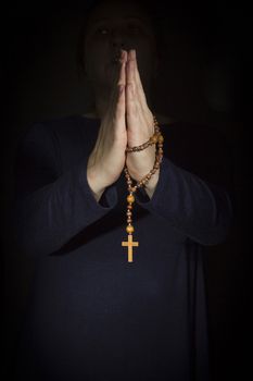 Adult Woman Hands Holding Cross Praying for God Religion