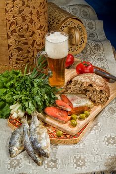 Different kinds of bread on a studio background
