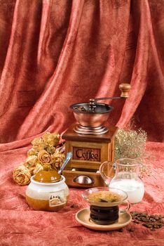 Still life with coffee in retro style