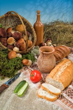 Different kinds of bread on a studio background