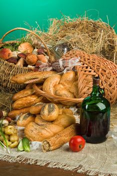 Different kinds of bread on a studio background