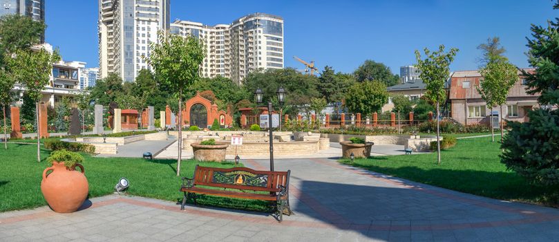 Odessa, Ukraine - 09.23.2019. Square of memory around the Armenian Apostolic Church is the national church of the Armenian people. Part of Oriental Orthodoxy, it is one of the most ancient Christian communities.