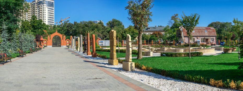 Odessa, Ukraine - 09.23.2019. Square of memory around the Armenian Apostolic Church is the national church of the Armenian people. Part of Oriental Orthodoxy, it is one of the most ancient Christian communities.